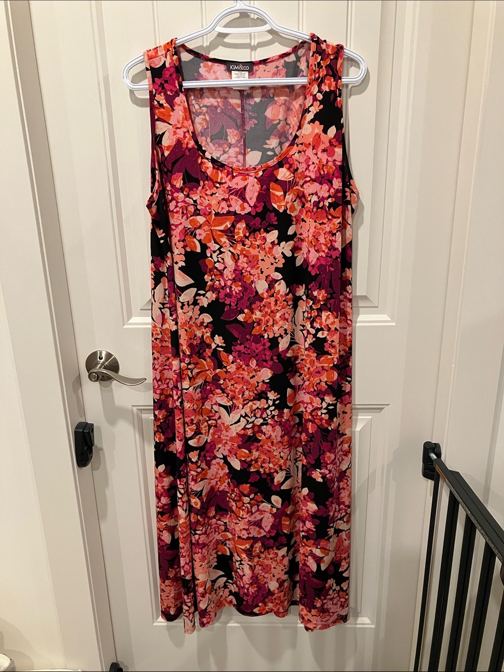 KIM & CO Maxi DRESS Sleeveless BLACK PINK XL
